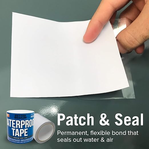 Better Boat White Waterproof Tape for Leaks Heavy Duty Marine Grade Seal Tape, 15 ft x 4 in, Shower, Pool, RV, Roof Patching and Sealing