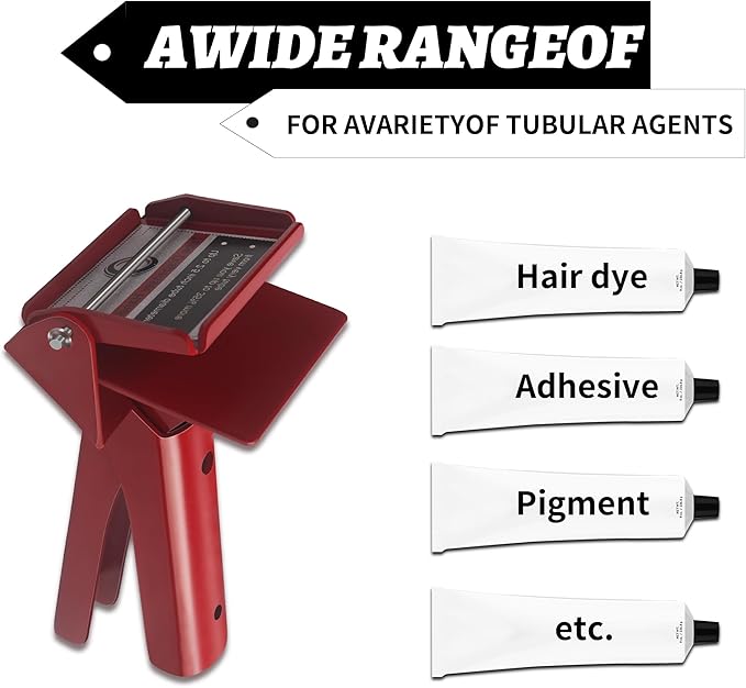 Tube Extrusion Tool - Efficient RTV and Silicone Dispenser That maximizes The use of All Material in The Tube and Prevents Material Waste(Red)