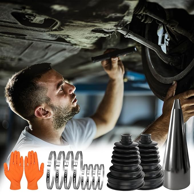 2PCS Silicone CV Boot Repair Kit with Expander Tool and Clamps, 8 Stainless Steel Clamps & 6 Cable Ties and Protective Gloves,Universal CV Axle Boot Repair Kit