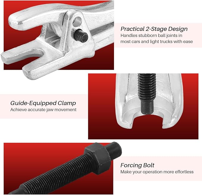 DASBET 5PCS Ball Joint Separator Front End Service Tool Kit 5-in-1 Pitman Arm Puller Tie Rod End Removal Tool Set for Front End Service Splitter Removal Kit