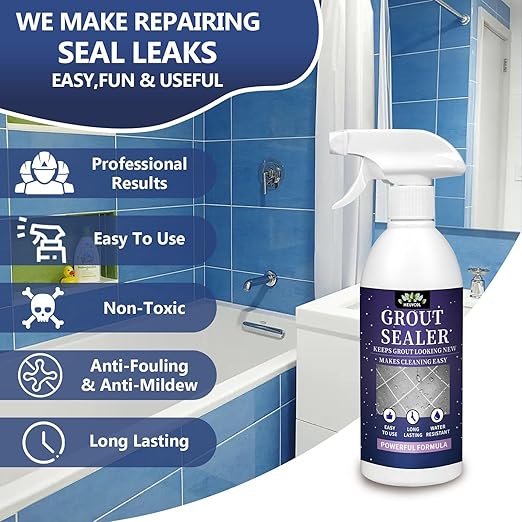 Meuvcol Grout Sealer,35 OZ Long LastingGrout Sealer for Shower, Floor, Kitchen - Waterproof Clear Grout Sealant for Stone, Bathroom, Marble