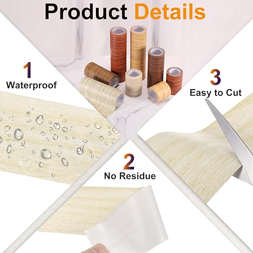 PATIKIL Wood Grain Tape 7.9" x 15 Ft, Self-Adhesive Wood Texture Repair Tape Realistic Wood Effect Contact Paper Patch for Furniture Cabinets Floor Walls Home Decoration, Light Yellow Oak