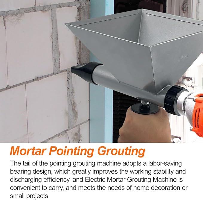 Electric Mortar Grout Gun Pump, Portable Cement Grouting Machine, Cement Caulk Gun, Reusable Cordless Electric Caulking Gun Finishing Tool with 8 Nozzles (Without Electric Drill)