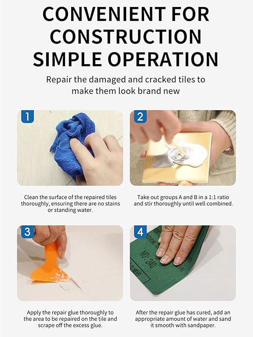 Tile Repair Kit, 2026 New Porcelain Tile Stone Crack Repair Kit (6 Color Match), Ceramic, Granite and Marble Repair Professional Kit for Kitchen Bathroom Balcony