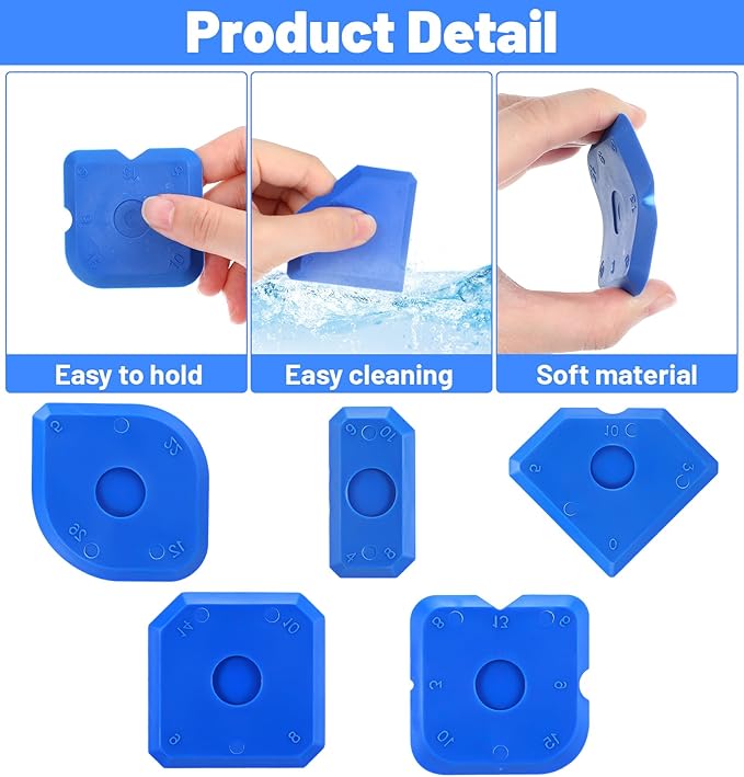 10 Pcs Silicone Caulking Tool, Caulking Tool Set with Sealant Remover & Scraper for Kitchen Bathroom Floor Window Sink Sealing (Blue)