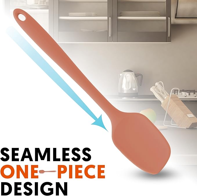 Platinum Silicone Spatula – BPA Free Silicone Spatula for Cooking – Heat Resistant Cooking Utensils for Non Stick Pans – One-Piece Spoonula for Baking, Mixing & More – Kitchen Scraper 11.4” IndiePink