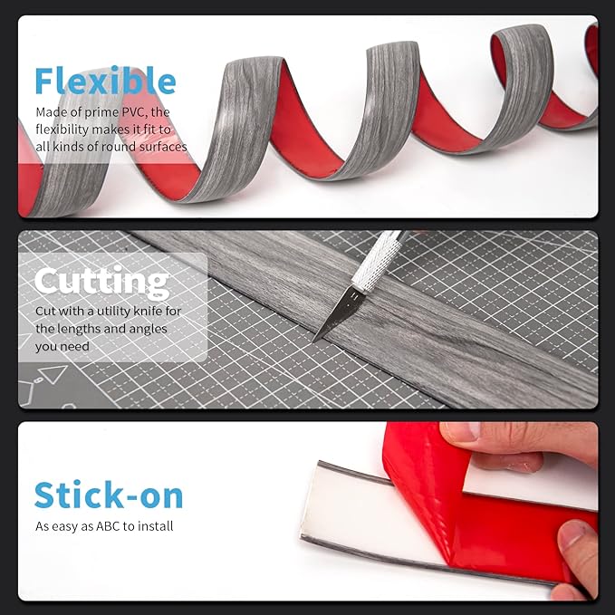 Art3d Self Adhesive Vinyl Floor Transition Strip, Laminate Floor Strip Floor Flat Divider Strip for Joining Floor Gaps,Carpet Threshold, Floor Tiles（4 FT, 1.57in, Gray） (Pack of 2)