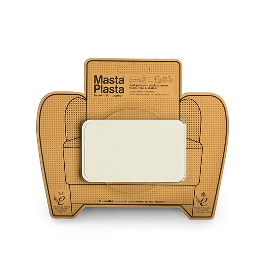 MastaPlasta Premium Leather Repair Patch - Ivory 4" x 2.4" (10 x 6 cm). Your Instant Stick-On Upholstery-Quality Leather Repair Kit for Couches, Car Interiors, Bags & DIY