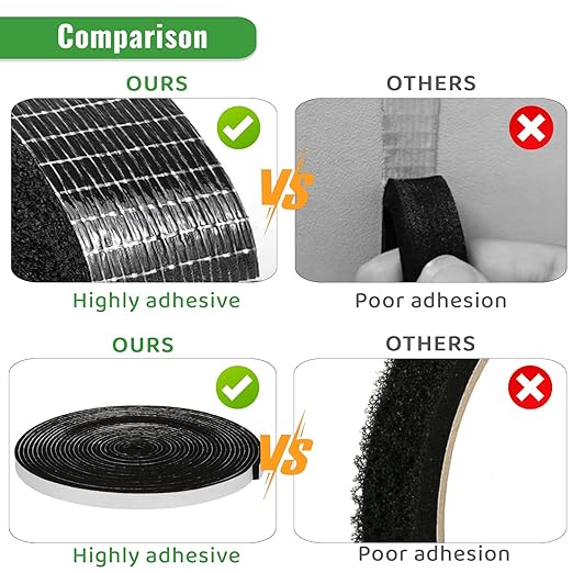 High Density Foam Tape - 1/4'' x 1/16'' x 26Ft Weatherproof Adhesive Prevent Condensation Heat Resistant Flame Retardant Weather Stripping Easy to Cut & Install & Remove for Car Doors Pipes Windows