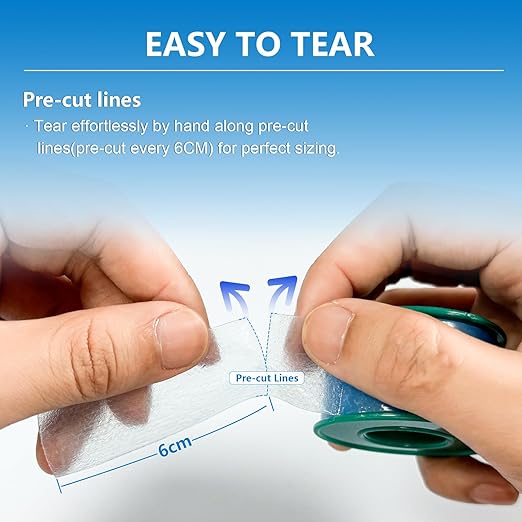 Ceeport Soft Silicone Tape for Skin, 1" x 5.46 Yards, 1 Rolls Medical Adhesive Tape, Easy to Tear Pre-Cut Waterproof Surgical Tape for First Aid, Wound, Bandage and Sensitive Skin