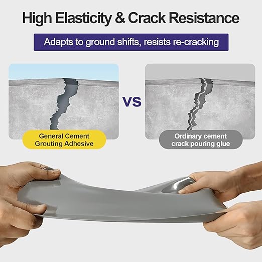 Self-Leveling Concrete Crack Filler – High Elasticity Waterproof Cement Sealant, 70.6oz Fast-Drying DIY Outdoor Concrete Joint Repair Seal Glue for Driveway, Sidewalk, Patio, Garage Floor - 4Pack Gray