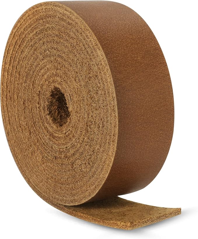 Ringsun 1 Inch Wide Flat Leather Straps for Crafts, Full Grain Leather Strips Cord String for Crafts, Tooling (2mm Thick 72.5 Inches Long Bourbon Brown)