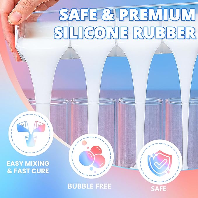 Silicone Mold Making Kit, 10A Liquid Silicone Rubber 66OZ, Translucent Clear Mold Making Silicone Mixing Ratio 1:1 – Bubble-Free, Easy Demold for Resin Molds, 3D Molds, 4H Fast Cure