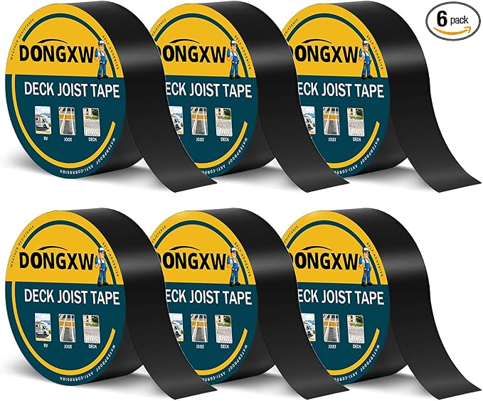 Dongxw Joist Tape for Decking, 2" X 50' Waterproof Butyl Deck Tape Self-Adhesive Deck Flashing Tape for Wood Joists and Beams,6 Pack