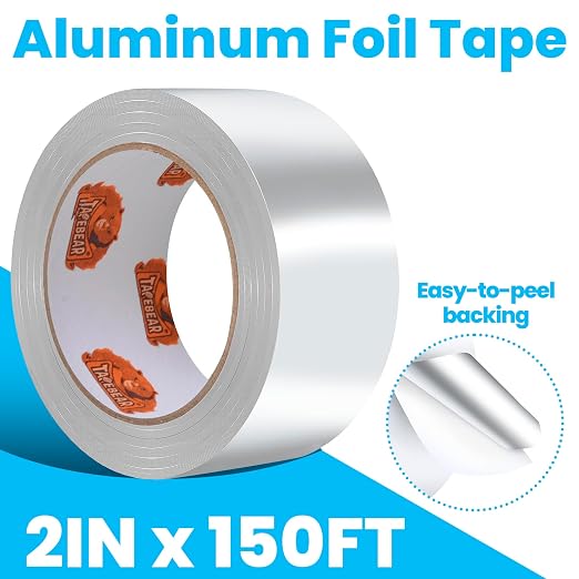 TAPEBEAR Aluminum Foil Tape 2" x 150FT, Professional Heat Reflective Tape Metal Duct Tape Heat Resistant Tape Insulation Heat Shield for Insulation, Dryer Vent, Ductwork, HVAC, Air Ducts, Exhaust Hose