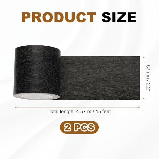 uxcell 2 Pcs Wood Grain Repair Tape, 2.2" x 15ft Self Adhesive Wood Grain Colored Duct Tape Waterproof Repair Patch for Furniture Floor Scratch Fix, Baseboards, DIY Decor, Ebony Black