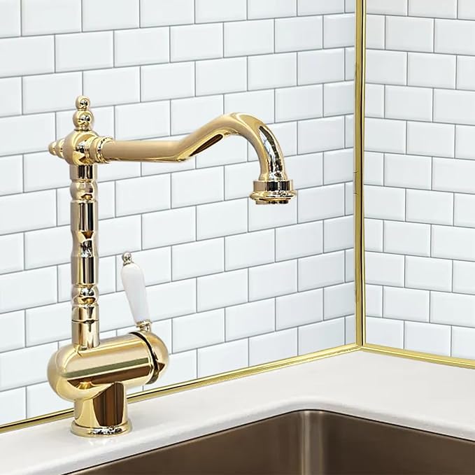Gold Peel and Stick Trim Molding, 10Ft Premium Wall Ceiling Floor Cabinet Tile Edge Moulding, Flexible Quarter Round Molding Self Adhesive