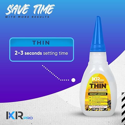 CA Glue Thin Viscosity Kit (3x1.75 oz.) Cyanoacrylate Glue, Super Glue for Precision Repairs, Wood, Plastic, Model Building, Crafts, and 3D Printing, Fast-Drying Adhesive for Tight Spaces and Cracks