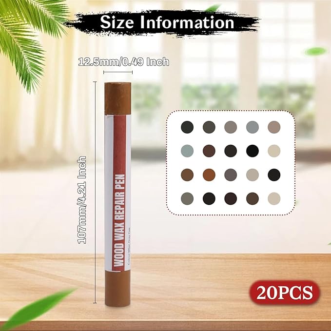 Wood Filler Sticks 20 Colors Repair Wax Sticks Kit Furniture Touch Up Crayons for Repairing Scratches Holes Cracks Wood Floor Tables Cabinets Doors Hardwood(Gray Series)
