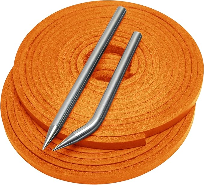 Softball Baseball Glove Lace, Mitt Lace Repair Kit Includes 2 Leather Laces and Lacing Needle for Catcher's Glove