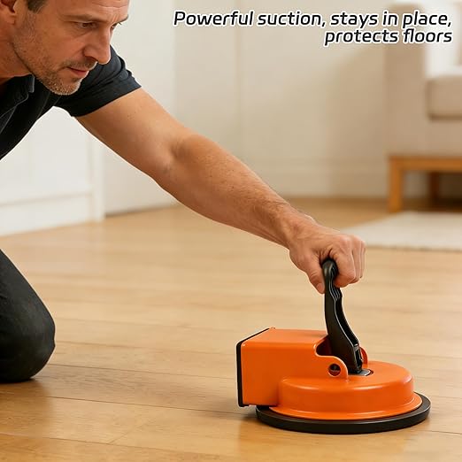 Floor Gap Fixer Tool, Enhanced Vacuum Suction Cup Flooring Gap Repair Tool Laminate Vinyl Wood Tile Flooring Industrial Iron Plank Grabber Home Renovation DIY Installation (Orange)