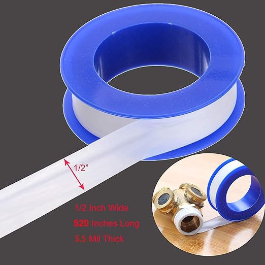 Plumbers PTFE Pipe Sealant Tape, 5.5mil Thick, Flex Seal Tape Waterproof, -212 to 500 Degree F Temperature Range, White (1/2 by 520 Inches 1 Roll)