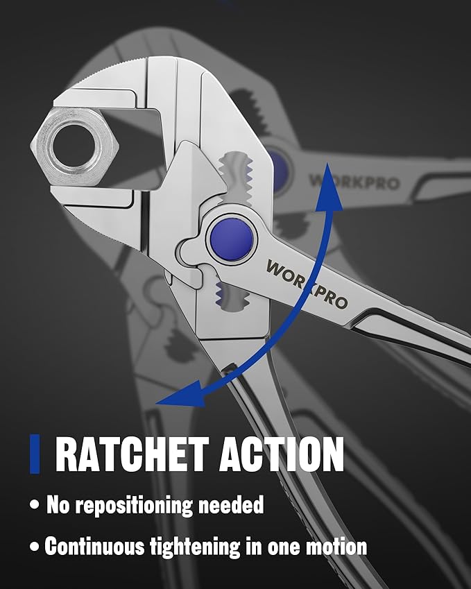 WORKPRO Mini Pliers Wrench, 4-Inch Smooth Jaw Pliers, High-Toughness Alloy Steel Adjustable Wrench Pliers with Smooth Parallel Jaws, Anti-Rust Coating, EDC Pliers for Tight Spaces & Versatile Use