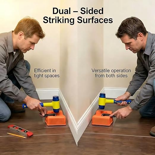 Floor Gap Fixer Tool - 4.64" Suction Cup, Dual-Sided Striking Surface, 5 Reusable Pads for Laminate, Hardwood & Vinyl Floor Gap Repair