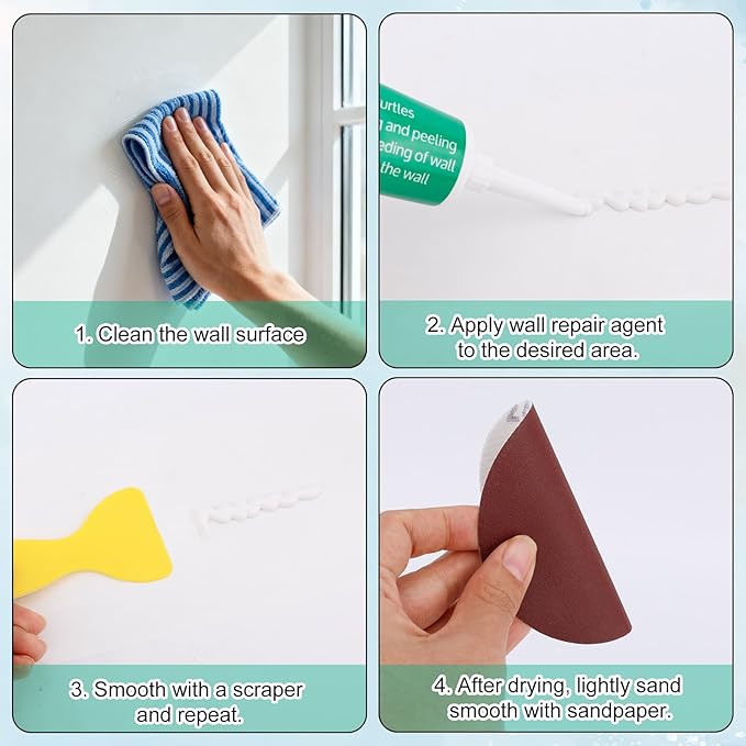 Drywall Repair Kit, Wall Mending Agent with Scraper Sandpaper & Nozzle Extender Spackling Filler for Holes Cracks Walls & Ceilings