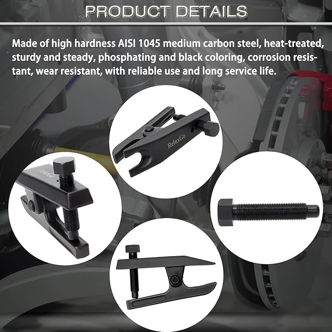 ReluxGo Universal Ball Joint Separator Tool Adjusts from 1-1/2"to 1-7/8", Remover Tool Compatible with Separating Arms, Tie Rods, and Ball Joints on Cars, Trucks, ATVs