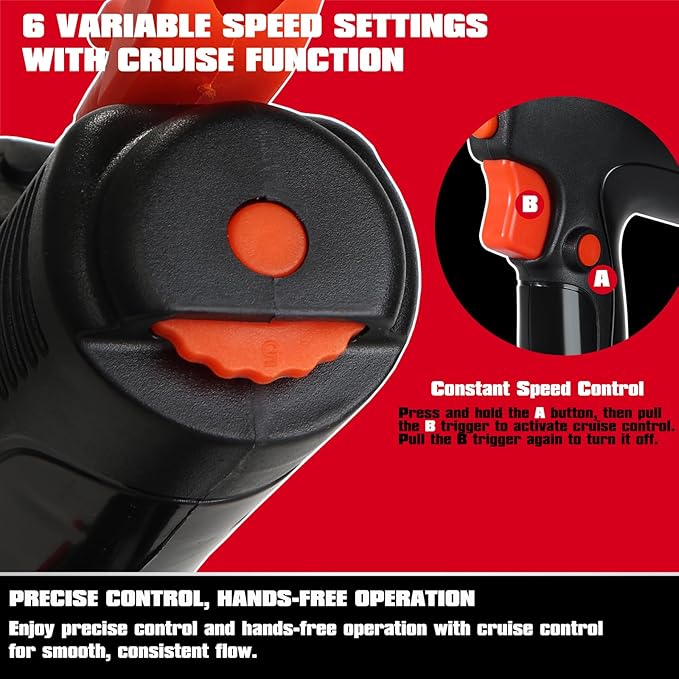 5500N Cordless Sausage Gun, 6-Speed Power, 1200 ml/min Output, 20oz Sausage & 300ml Cartridge Compatible, Anti-Drip, Compatible with Makita 18V & DEWALT 20V MAX, Tool Only (Battery Not Included)