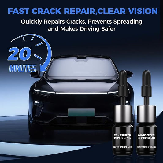 Car Windshield Chip Repair Kit, Windshield Repair Kit Nano Glass Crack Repair, Auto Glass Crack Chip Quick Fix Tools, Bulls-Eye and Star-Shaped Crack,2 Bottles