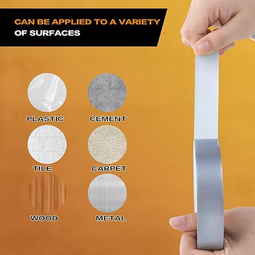 Silver Duct Tape 1 Inch x 33 Yards, Heavy Duty Waterproof Repair Tape, Straight Hand-Tear Cloth Tape for DIY Craft, Camping Gear, Home Maintenance & Packing