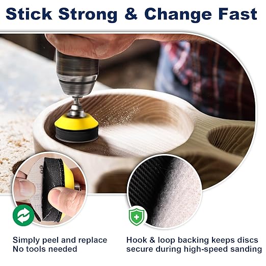 199 Pieces 2 Inch Sanding Disc, GOH DODD Hook and Loop Sanding Pads 60 to 10000 Grit Drill Sanding Attachment Wet Dry Sandpaper with 1/4” 1/8" Shank, Backing Pad, Polishing Pads and Interface Pad