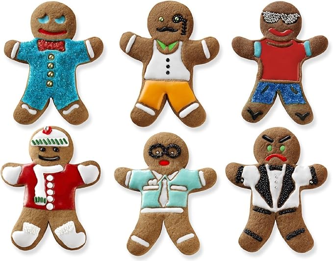 Tovolo Gingerbread Boys Templates Reverse, Dishwasher Safe, Set of 6 Cookie Stamps with Cutter
