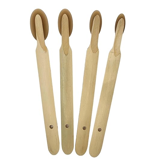 JMIBASIC Round Caulk Finishing Tool - 4 Size Sets - Radius Smooth Grout Silicone Applicator for Curved Edge - Urethane Rubber Sealant Caulking Spatula Spreader - Bamboo Handle Grip