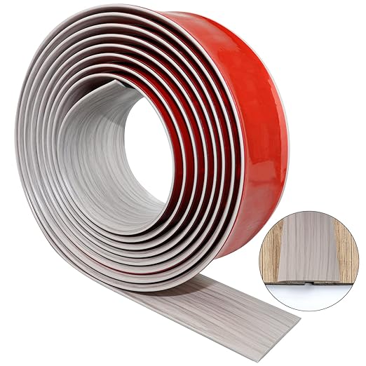 Floor Transition Strip 2" Self Adhesive Flat Vinyl Flooring Transitions Strip with Strong Backing (5cm, 20FT, Grey Wood Grain)