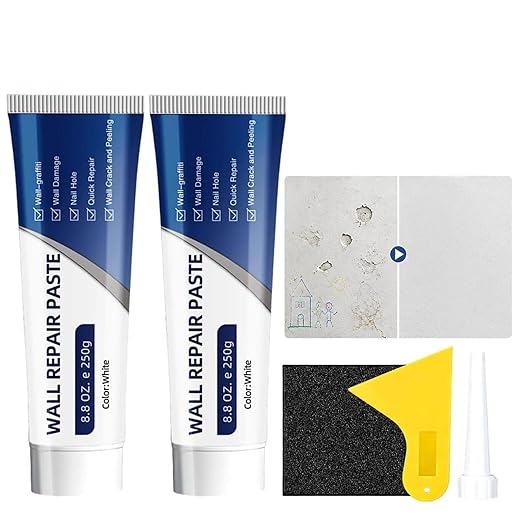 Drywall Repair Kit with Scraper, 2026 Upgrade Quick Drying Wall Mending Agent, Waterproof Wall Crack Filler Paste for Nail Holes, Cracks, Scratches & Graffiti, DIY Home Wall Repair Supplies(250g)