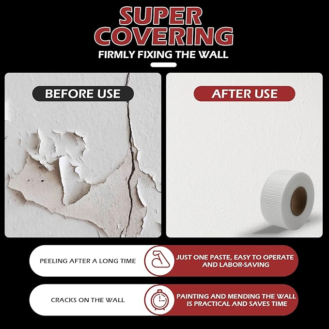 12Pcs - Drywall Joint Tape,Fiberglass Mesh Tape for Drywall Repair,1.97-Iinch by 150 Feet Single Roll Self-Adhesive Drywall Mesh Patch for Wall,Sheetrock,Ceiling Crack Repair