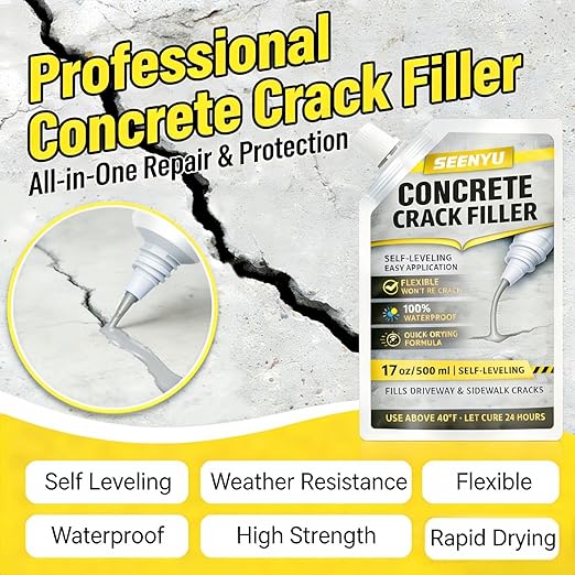 Concrete Cement Crack Filler Self-Leveling Sealant, 3Pack Waterproof Fast-Drying Concrete Sealer Repair, Flexible Easy DIY Crack Seal Gule for Driveway, Sidewalk, Patio, Garage Floor, Asphal