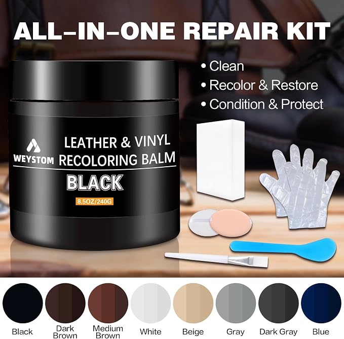 Leather Recoloring Balm, Color Restorer Conditioner, Leather Dye for Furniture, Couch Paint and Repair, Scratch Remover, Leather Color for Couches, Leather Repair Kits