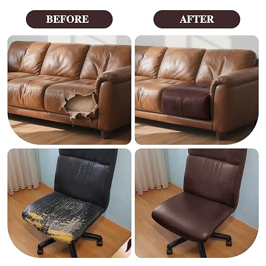BSZHTECH Leather Repair Tape Self-Adhesive Leather Repair Patch for Couch Furniture Sofas Car Seats Advanced PU Vinyl Leather Repair Kit(Coffee, 23.6X79 inch)