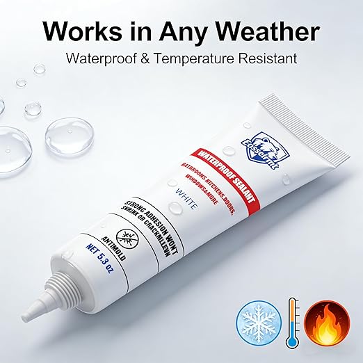 2 Pack White Silicone Caulk – Tub Caulk Waterproof Sealant, Paintable Bathtub Caulk for Bathroom Shower, 5.3 oz Each with Applicator Tools, Bathtub Silicone Caulk for Sink Toilet and Kitchen