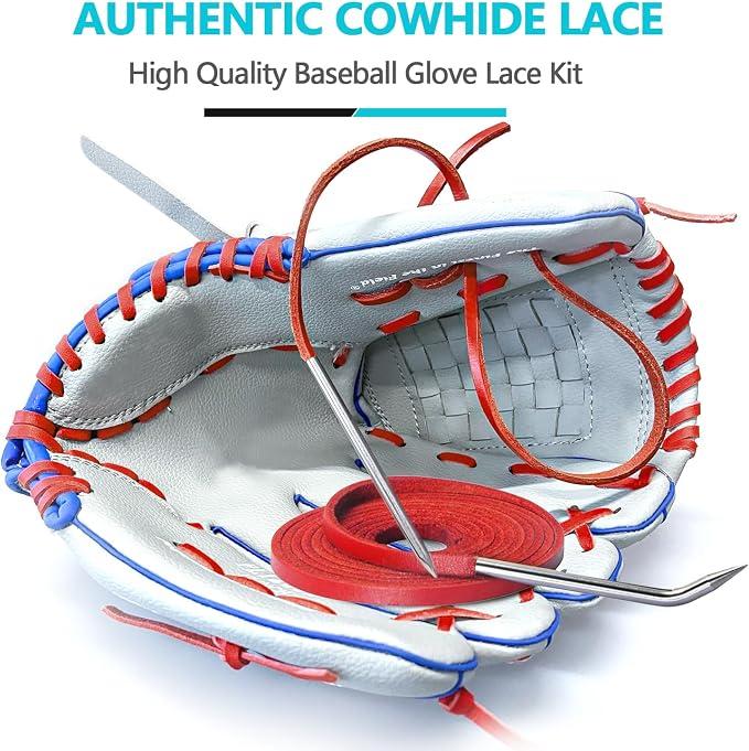 Baseball Glove Lace, Mitt Lace Repair Kit Softball 2 Leather Laces and 2 Lacing Needles for Catcher's Glove