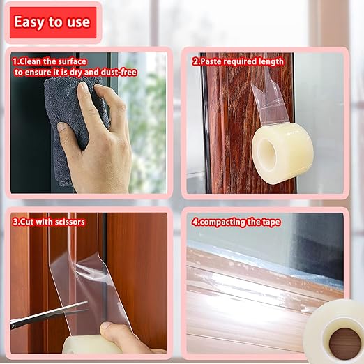 Birllaid Window Sealing Tape, Window AC Air Conditioner Sealing Tape,2 Inch x 69 FT(23 Yards), No Residue, Clear