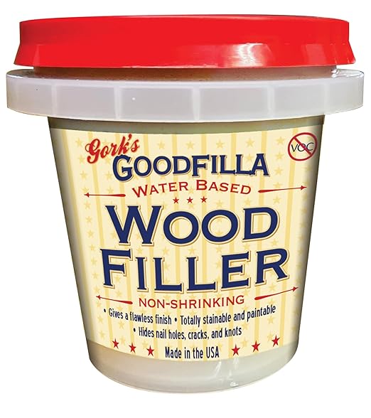 Goodfilla Ebony, 8 oz, Wood and Grain Filler, Stainable, Sandable, Zero Waste, Non-Toxic, USA Made
