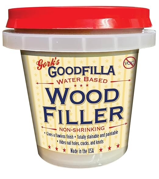 Goodfilla Walnut, 8 oz, Wood and Grain Filler, Stainable, Tintable, Sandable, Zero Waste, Non-Toxic, USA Made