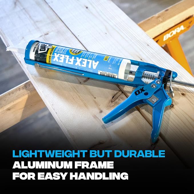 OX Caulk Gun Manual 10 oz No Drip Caulking Gun Heavy Duty for Silicone with Drip Free On Off Switch Built-in Spout Cutter Seal Punch 10:1 Thrust Ratio Skeleton Frame - Pistola De Cokin