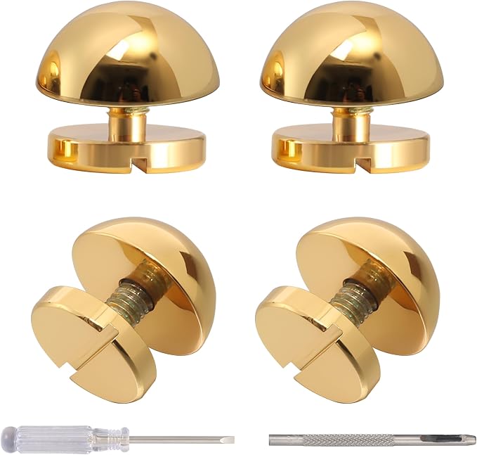 Notgia 8 Sets 12MM Purse Hardware Brass Studs for Clothing Rivets for Leather Purse Feet for Handbags Spikes and Studs for Repair and Decorate Clothing Shoes Belt Pet Collar Leather Craft (Gold)