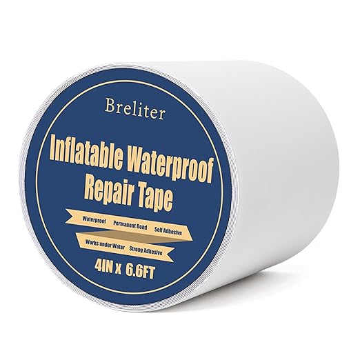 Breliter Inflatable Waterproof Repair Tape - Waterproof TPU Patch Repair Kit, Sealing Repair Tape for Air Mattress, Bounce House, Inflatable Toys, Swimming Ring - 4in x 6.6ft